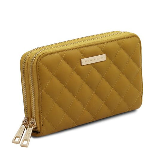 Ada - Double zip around soft leather wallet